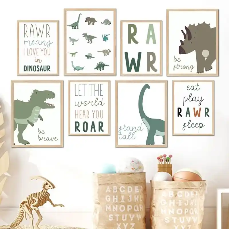 Posters - Dinosaurier / Set om 8- Sänkt pris