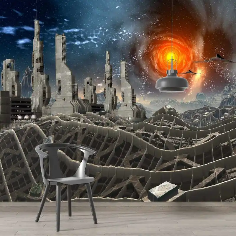 Väggpapper - Futuristisk stadsbild- Rabatter